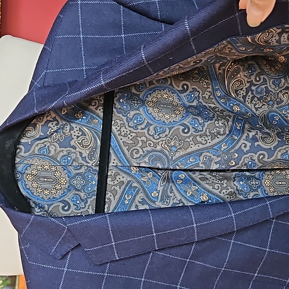 Tallia Mens Sport Coat Wool Paisley Lining GQ Style Plaid Executive Casual 40R - Picture 13 of 14